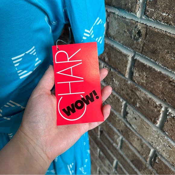 VTG 80s 90s Geometric Patterned Bright Blue Shirt & Skirt Set NWT - Picture 5 of 6